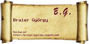 Braier György névjegykártya